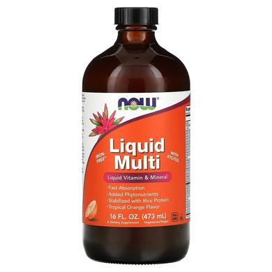 Мультивітаміни, Liquid Multi, Now Foods, апельсин, 473 мл - фото
