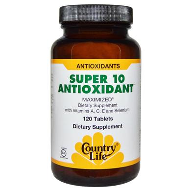 Антиоксиданти, 10 Antioxidant, Country Life, 120 таблеток - фото