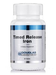 Железо, Timed Released Iron, Douglas Laboratories, 90 таблеток - фото