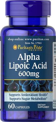 Альфа-ліпоєва кислота, Alpha Lipoic Acid, Puritan's Pride, 600 мг, 60 капсул - фото