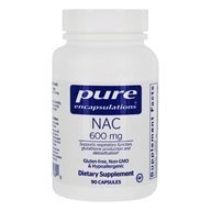 NAC (N-ацетилцистеин), NAC (n-acetyl-l-cysteine), 600 мг, Pure Encapsulations, 90 капсул - фото