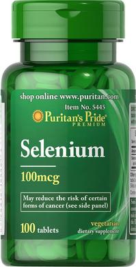Селен, Selenium, Puritan's Pride, 100 мкг, 100 таблеток - фото