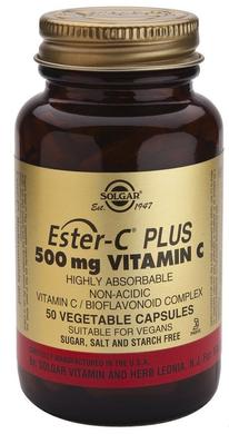 Вітамін С естер плюс, Ester-C Plus Vitamin C, Solgar, 500 мг, 50 капсул - фото