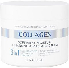Очищаючий масажний крем для обличчя та тіла, Collagen Soft Milky Moisture cleansing and massage cream 3 in 1, Enough, 300 мл - фото