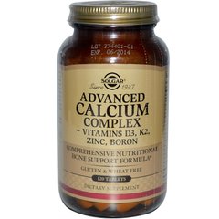 Кальций с витаминами, Calcium Complex + Vitamins D3, K2, Solgar, комплекс, 120 таблеток - фото