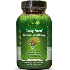 Вітаміни для мозку, Ginkgo Smart, Irwin Naturals, 60 желейних капсул - фото