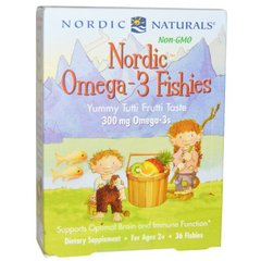 Рыбий жир для детей, Nordic Omega-3 Fishies, Nordic Naturals, фрукты, 300 мг, 36 желе - фото