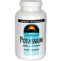 Калий, Potassium, Source Naturals, 99 мг, 250 таблеток - фото