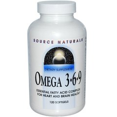 Омега 3 6 9, Omega 3 6 9, Source Naturals, 120 капсул - фото