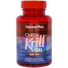 Омега из масла криля, Omega Krill Oil, Nature's Plus, 600 мг, 60 капсул - фото
