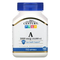 Витамин A, Vitamin A, 21st Century, 10,000 МЕ, 110 капсул - фото
