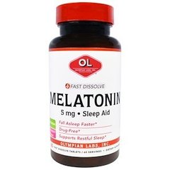 Мелатонин, Melatonin, Olympian Labs Inc., быстрорастворяемый, клубника, 5 мг, 60 таблеток - фото