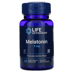 Мелатонін, Melatonin, Life Extension, 3 мг, 60 капсул - фото