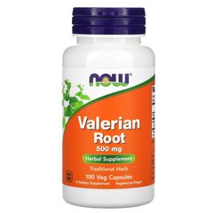 Корень Валерианы, Valerian Root, Now Foods, 500 мг, 100 капсул - фото
