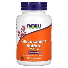 Глюкозамін сульфат, Glucosamine Sulfate, Now Foods, 750 мг, 120 рослинних капсул - фото