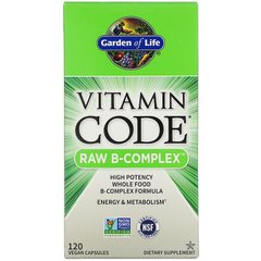 Сирі Вітаміни, Raw B-комплекс, Garden of Life, Vitamin Code, 120 капсул - фото