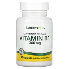 Тиамин (Vitamin B-1), Nature's Plus, Витамин В1, 300 мг, 90 таблеток - фото