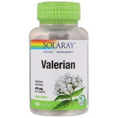 Валериана, экстракт корня, Valerian, Solaray, 470 мг, 180 вегетарианских капсул - фото