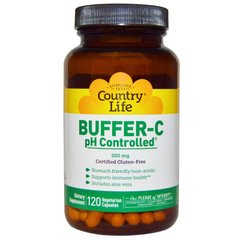 Витамин С для иммунитета, Buffer-C, Country Life, буферизованный, 500 мг, 120 капсул - фото