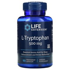 L-триптофан (L-Tryptophan), Life Extension, 500 мг, 90 вегетарианских капсул - фото
