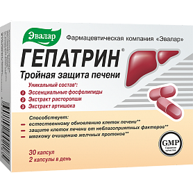 Гепатрин, потрійний захист печінки, Евалар, 30 капсул - фото