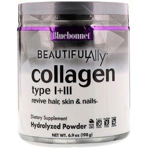 Коллаген тип I + III, Collagen Type I + III, Bluebonnet Nutrition, Beautiful Ally, 198 г - фото