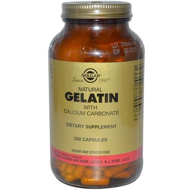 Гидролизат желатина, Natural Gelatin, Solgar, 250 капсул - фото