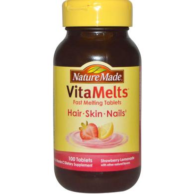Витамины для волос, кожи и ногтей, Hair, Skin and Nails, Nature Made, клубничный лимонад, 100 таблеток - фото