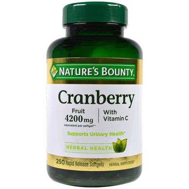 Клюква + витамин С, Cranberry, Nature's Bounty, 250 капсул - фото