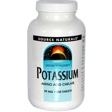 Калий, Potassium, Source Naturals, 99 мг, 250 таблеток - фото