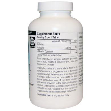 Ацетилцистеин, N-Acetyl Cysteine, Source Naturals, 1000 мг, 180 таблеток - фото