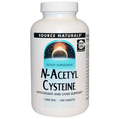 Ацетилцистеїн, N-Acetyl Cysteine, Source Naturals, 1000 мг, 180 таблеток - фото