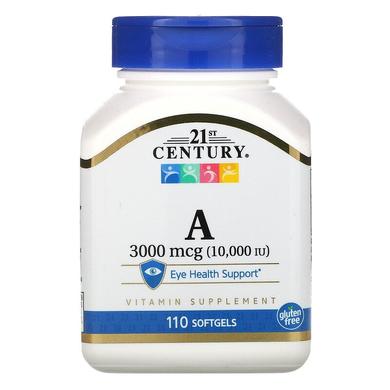 Вітамін A, Vitamin A, 21st Century, 10,000 МО, 110 капсул - фото