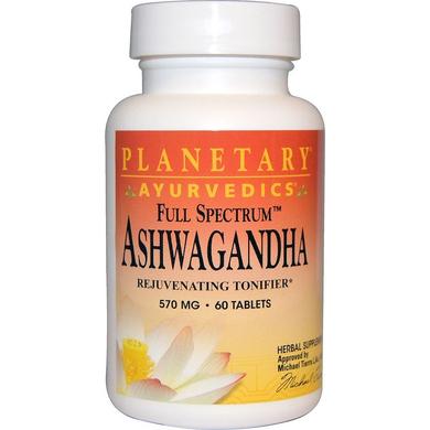 Ашвагандха полного спектра, Ashwagandha, Planetary Herbals, аюрведическая, 570 мг, 60 таблеток - фото