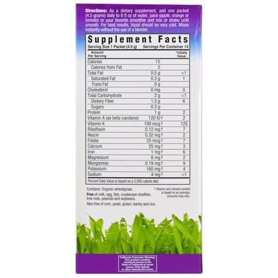 Пророщенная пшеница пырей, Wheat Grass, Bluebonnet Nutrition, Super Earth, органик, 14 пакетов по 4.5 г - фото