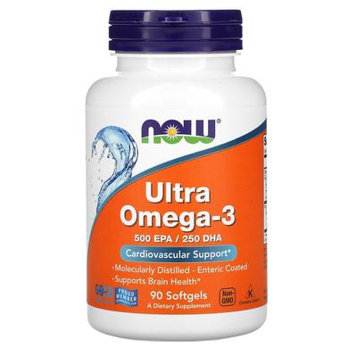 Супер омега 3, Omega-3, Now Foods, 500 EPA/250 DHA, 90 капсул - фото