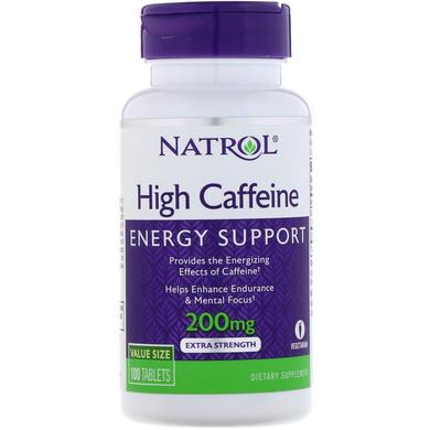 Кофеїн, High Caffeine, 200 мг, Natrol, 100 таблеток - фото