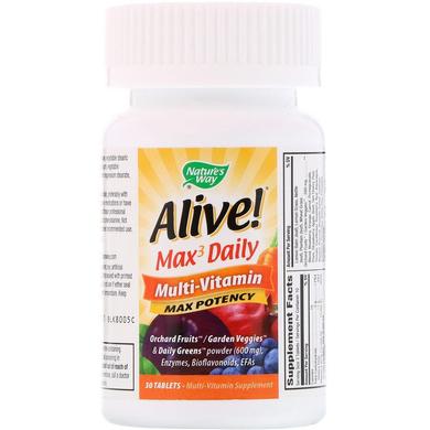 Мультивітаміни з залізом, Alive! Max3 Daily, Nature's Way, 90 таблеток - фото
