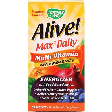 Мультивітаміни з залізом, Alive! Max3 Daily, Nature's Way, 90 таблеток - фото