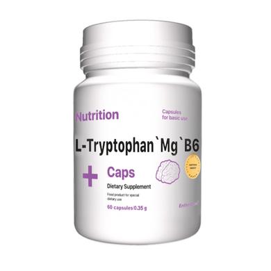 Антистрес комплекс L-Триптофан, Магній B6, L-Tryptophan Mg B6, EntherMeal, 60 капсул - фото