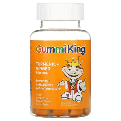 Куркума і імбир для дітей, здоровий імунітет, смак манго, Turmeric Ginger For Kids, GummiKing, 60 жувальних цукерок - фото