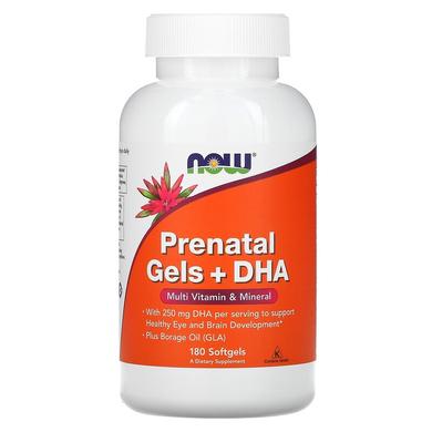 Вітаміни для вагітних з риб'ячим жиром, Prenatal Gels + DHA, Now Foods, 180 капсул - фото