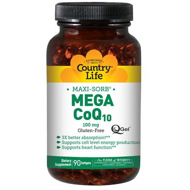 Коэнзим Q10, Mega CoQ10, Country Life, 100 мг, 90 капсул - фото