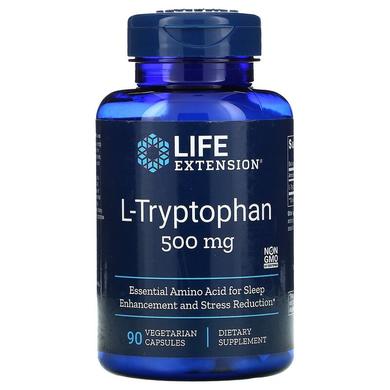 L-триптофан (L-Tryptophan), Life Extension, 500 мг, 90 вегетаріанських капсул - фото
