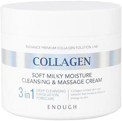 Очищающий массажный крем для лица и тела, Collagen Soft Milky Moisture cleansing and massage cream 3 in 1, Enough, 300 мл - фото