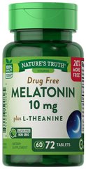 Мелатонін плюс L-теанин, Melatonin plus L-Theanine, Nature's Truth, 10 мг, 72 таблетки - фото