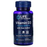 Витамин Д3, Vitamin D3, Life Extension, с йодом, 5000 МЕ, 60 капсул, фото
