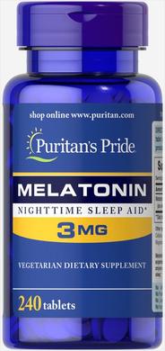 Мелатонін, Melatonin, Puritan's Pride, 3 мг, 240 таблеток - фото