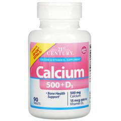 Кальций Д3, Calcium 500 + D3, 21st Century, 90 таблеток - фото