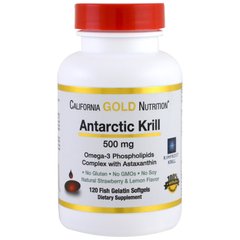 Масло кріля з астаксантином, Krill Oil, with Astaxanthin, California Gold Nutrition, 500 мг, 120 капсул - фото